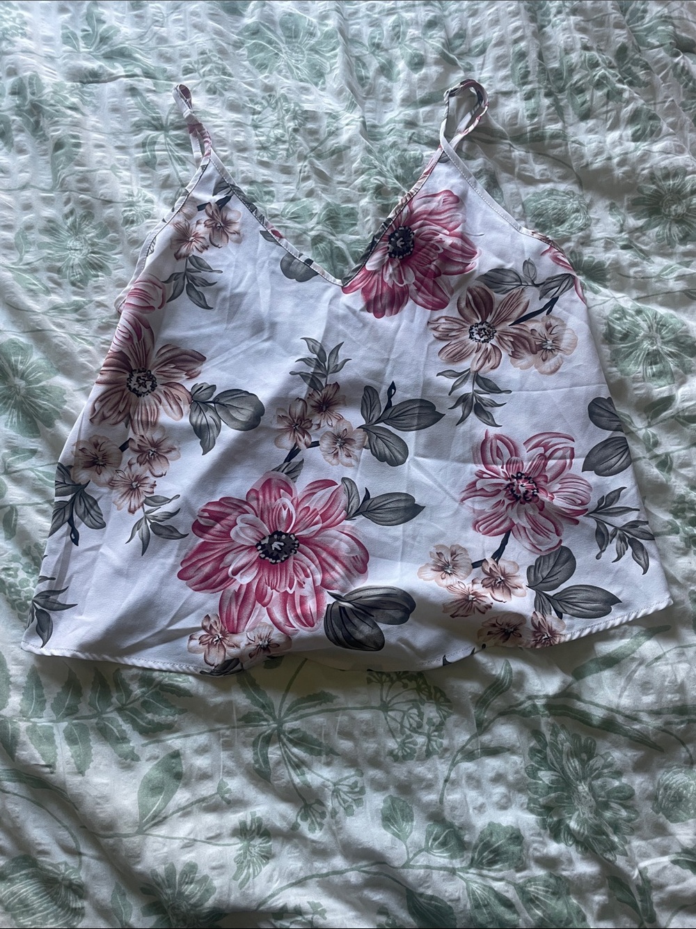 SHEIN White Cami with Pink Floral Print